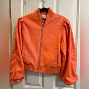 House of Harlow 1960 faux leather bomber jacket 
living coral color Size medium.